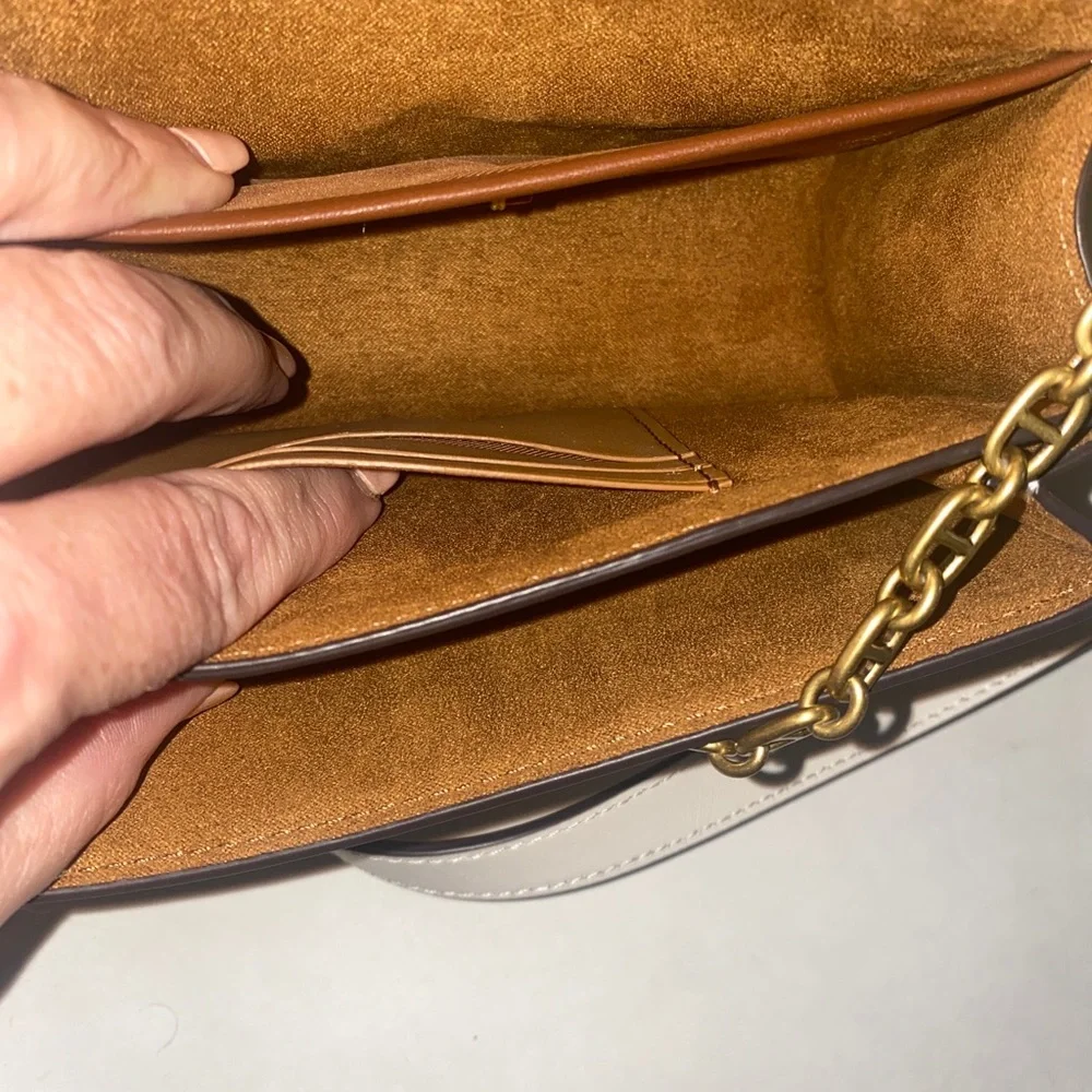 COACH Beat Crossbody Leather Chain Clutch Chalk NWT $325 - Picture 10 of 11